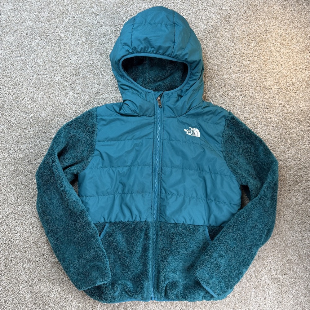 The North Face Jacket Girls XL 14/16 Blue Puffer Fleece Hooded Full Zip Winter